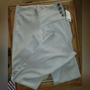 Anthro Elevenses Gray High-Waisted Pants with Button Detail Woman Sz 0